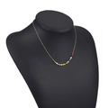 Bohemian gold chain necklace with colorful small beads and white pearls on model - Multi-Color Mixed Beads with Pearl