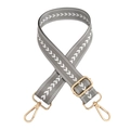 Adjustable gray nylon bag strap with white arrow pattern and gold metal hardware - Gray