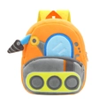 Cute plush construction excavator backpack for kids with orange soft fabric and straps - Drilling Machine