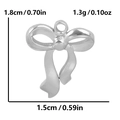 Detailed size map of silver bow pendant showing 1.8cm height and 1.5cm width dimensions - Flat Long Bow / Silver