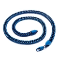 Deep blue curb chain necklace made of polished titanium steel with secure clasp - Necklace / Blue
