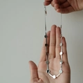 Collana minimalista a catena serpente d'argento con ciondoli a disco piatti in mano - Collana a 12 dischi-Acciaio