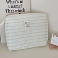 Pochette per trucco trapuntata a righe gialle e bianche con chiusura lampo - Clutch Bag / Giallo