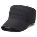 Men's minimalist black quick-dry cotton cadet cap for sun protection and outdoor fishing - Adjustable / Black