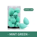 Set of 10 grass green teardrop makeup sponges in a transparent storage cylinder - 10 Pcs/Jar - Grass Green (06)
