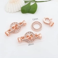 18K rose gold figure-8 pearl necklace clasp with sparkling cubic zirconia, 28mm length - Large Round / Rose Gold