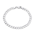 Classic S925 sterling silver curb chain bracelet with lobster clasp for men and women - 5mm Platinum Plated 16.5cm