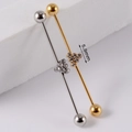 Industrial barbell piercing set in silver and gold colors with 5.9mm triangle stone - NO 8 Triangle Gem