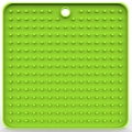 Bright green square silicone dog lick mat with suction cups and textured surface - Square Style Green