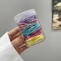 Mehrfarbige hochelastische Haargummis im transparenten zylindrischen Aufbewahrungsglas - Dose Candy Farben (100 Stück/Packung)