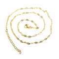 Detail of gold bead chain with lobster clasp and adjustable extension chain link - Flat Link Chain 1