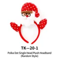 Christmas headband with red polka dot fabric and Santa Claus plush doll ornament - TK-20-1 (Polka Dot Single Head Plush Headband - Santa)