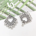 Silver square hollow heart alloy pendant charms for DIY jewelry making accessories - Hollow Heart B 19x31mm