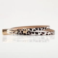 Cintura sottile da donna con motivo leopardato e fibbia in metallo dorato lucido - Bianco leopardo