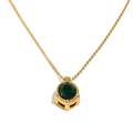 Collana in acciaio inossidabile placcato oro 18K con gemma verde ovale e accenti di diamanti - Oro con pietra preziosa verde