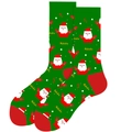 Dettaglio di calzini natalizi con motivi di Babbo Natale e testo festivo Hohoho - Taglia 37-42 / Sfondo Verde Babbo Natale Rosso