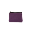 Minimalist deep purple canvas coin purse with durable zipper and white stitching detail - Style Purple