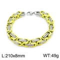 8mm zweifarbiges Edelstahl-Kettenarmband in Gold und Silber, 210mm Länge, 49g Gewicht - Armband / Gelb / 21cm