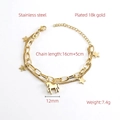Gold double-layered stainless steel star bracelet with unicorn pendant detail - Unicorn Style (404) / Gold
