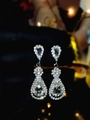 Elegant teardrop crystal earrings in silver finish with sparkling rhinestone inlay - Silver Pear-cut Rhinestone Waterdrop Style (DTE1316578S-W)