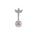 Détail du piercing de nombril coeur argent 14G avec couronne en zircon coupe marquise - Style Fleur Marquise (24020201-15)