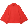 Pull en maille rouge à col montant avec manches chauve-souris et finitions côtelées - S / Rouge