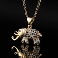 Polished gold elephant pendant necklace with colorful crystal pavé inlay for women - 04 Multicolor Elephant Pendant Only (Without Chain)