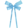 Elegant light blue satin ribbon bow hair clip with long streamers for women - Blue