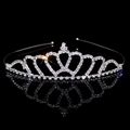 Macro shot of silver metal crown headband with sparkling rhinestones on black reflection - Classic Full Rhinestone Style (FG012)