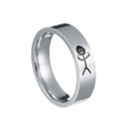 Polierter silberner Titanstahlring mit minimalistischer Strichmännchen-Gravur - US 7 / Silber