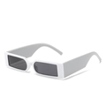Retro rectangular sunglasses with glossy white frame and grey lenses for women - White Frame Gray Lens