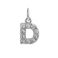 Silver micro-pave zircon letter D pendant for DIY jewelry in shiny metallic finish - Steel-D