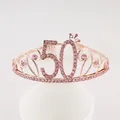 Roségoldene Krone zum 50. Geburtstag mit rosa Strasssteinen und feinem Dekor - 50 Jahre Alt / Roségold