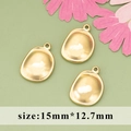 Three golden oval stainless steel pendants for jewelry making, 15mm by 12.7mm size - ME1506 Drop Oval
