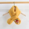 Yellow kids lamb wool scarf with a cute Christmas reindeer plush toy cross strap design - One Size / Christmas Elk Ginger