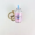 Portachiavi tazza di tè al latte gatto rosa con olio liquido e fibbia dorata - Tè al Latte Viola