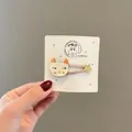 Barrette chat blanc avec étoile dorée et revêtement en tissu rose pour filles - Chat Étoile Pailleté Rose Lotus