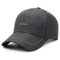Dark gray plaid baseball cap with embroidered SPORT text for middle-aged and elderly men - Adjustable / Light Gray
