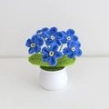 Handmade crochet blue forget-me-not potted plant in a white ceramic vase for home decor - Forget-me-not - Blue