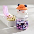 Cute bear quicksand keychain with purple frosted strap and liquid glitter bottle - Lanyard Style / Purple
