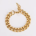 Detail of chunky gold chain bracelet with polished Cuban links and adjustable clasp - Gold Color Bracelet (11mm)