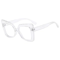 Transparent anti-blue light glasses with oversized square frames and thick temples - Transparent Frame