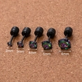 Set of 2-6mm black stainless steel studs featuring colorful cubic zirconia stones - 2mm / Mystic Black Style (953)