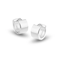 Polished S925 sterling silver hoop earrings with a wide minimalist mirror finish design - 925 Silver / Platinum (FDEH-052)