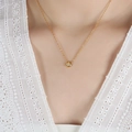 Elegant gold rhonbus zircon necklace featuring minimalist pendant for women's style - 40+5cm / Gold
