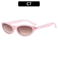 Fashionable small cat eye sunglasses with light pink matte frame and brown gradient lenses - Jelly Pink Double Tea Lens