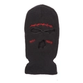 Black three-hole knit balaclava mask featuring red Not Nice text embroidery - Dark Gray