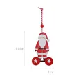 Addobbo natalizio in legno Babbo Natale con carretto per decorazione albero di Natale - Carrello di Babbo Natale / 12cm x 7cm