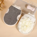 Exfoliating bath glove set with grey texture and white nylon loofah for daily body cleaning - 6045 Black Hemp Bath Flower Glove (16*24CM)