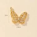 Detailed view of gold butterfly pendant with cubic zirconia, size 3cm by 2.8cm - X-Large Wings Butterfly (3x2.8cm)